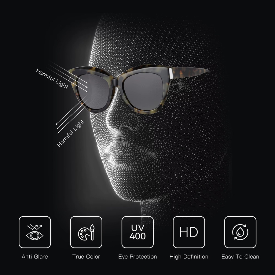 ZENOTTIC Sonnenbrille, quadratisch, Vollrand, Acetat, braun, Damen - Bild 4
