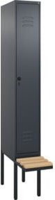C+P Spind Classic PLUS Garderobenspind mit Sitzbank, 1 Abteil, Anthrazit, B/H/T: 212,0 x 81,5 x 30,0 cm - Bild 1