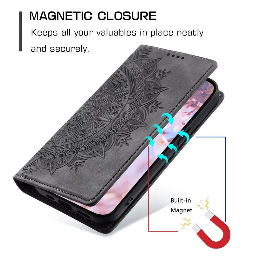 Magnetische LED Lederhülle für Samsung Galaxy S25 S24 Ultra S23 FE S22 S21 S20 S10 S9 Plus Note 20 in Grau - Bild 3