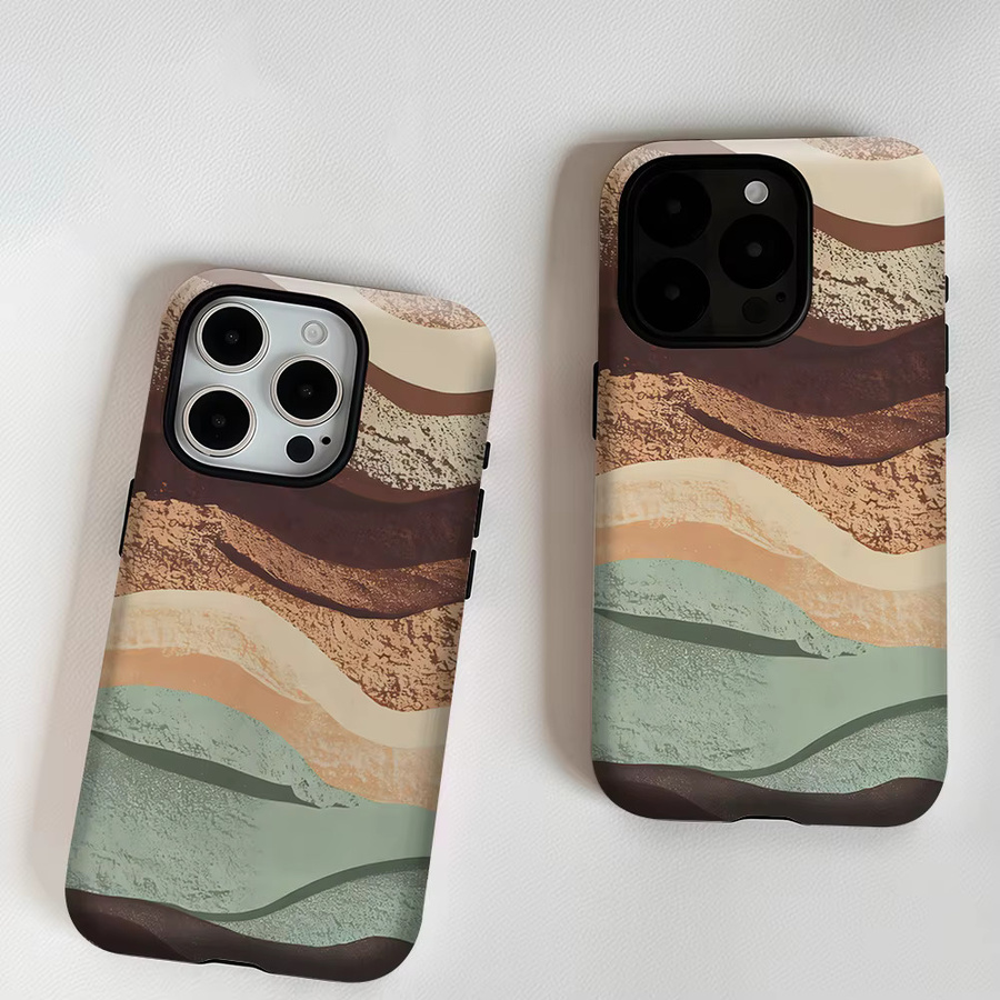 Aurea Case Matte Bumper MagSafe Schutzhülle für iPhone 17 16 15 14 13 Pro Max in Boho Terrazzo Wellen-Design, Mehrfarbig - Bild 5