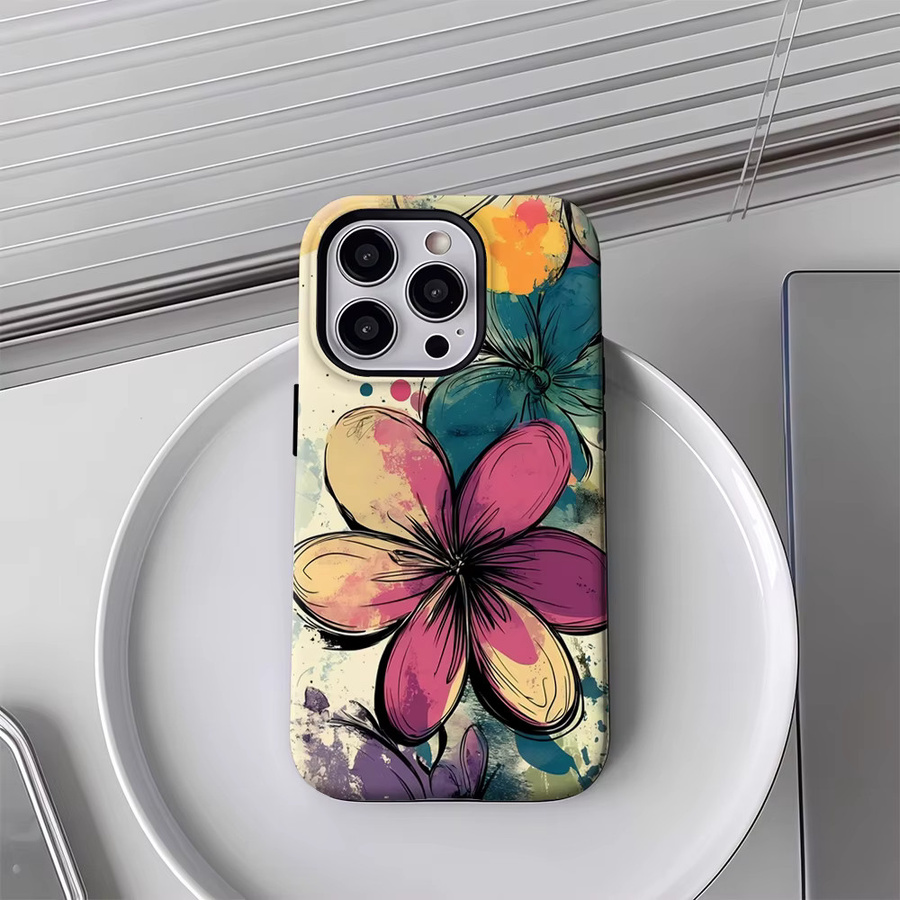 Vibrant Blooms Handyhülle für iPhone 17 16 15 14 13 12 11 Pro Max Plus mit doppelschichtiger Rückseite in Multicolour - Bild 4