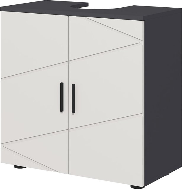 Aosom Kleankin Badezimmer Unterschrank aus Holz mit 2 Türen und verstellbarem Regal in Grau, B: 60 cm, T: 30 cm, H: 60 cm - Bild 1