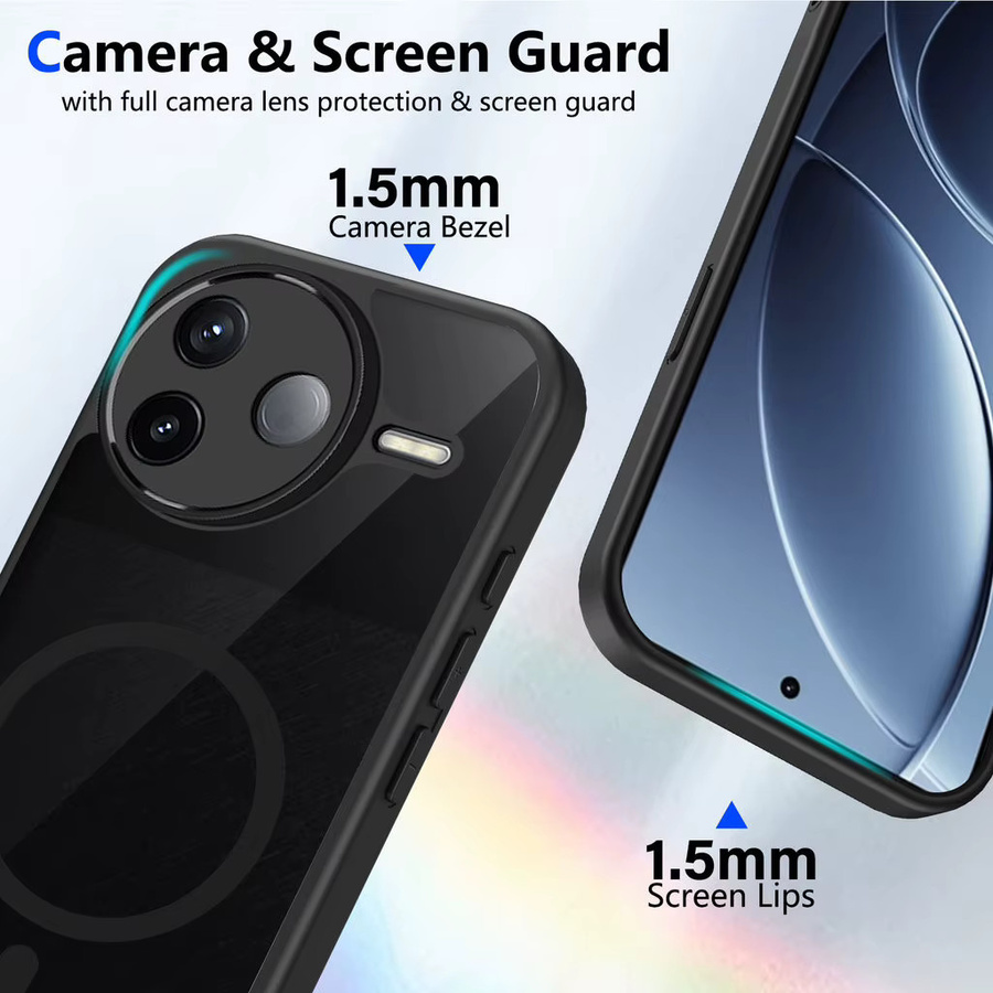 Magnetische schlanke Handyhülle für POCO F8 F7 Ultra X7 Pro 5G X6 C61 M6 Pro 4G in Schwarz, matte Anti-Scratch Rüstung mit stoßfestem Schutz - Bild 3