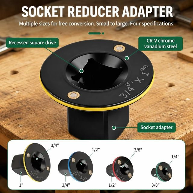 4-teiliges LTOOLS Schlagschrauber-Adapter-Set in Schwarz für Ratsche mit 3/4 Zoll Antrieb - Bild 1