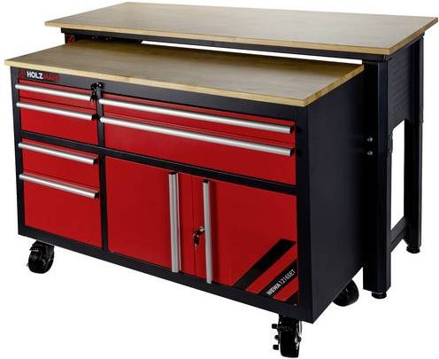 Holzmann Maschinen Werkbank WEWA1216SET in Schwarz inklusive Werkstattwagen mit 6 Schubladen - Bild 1