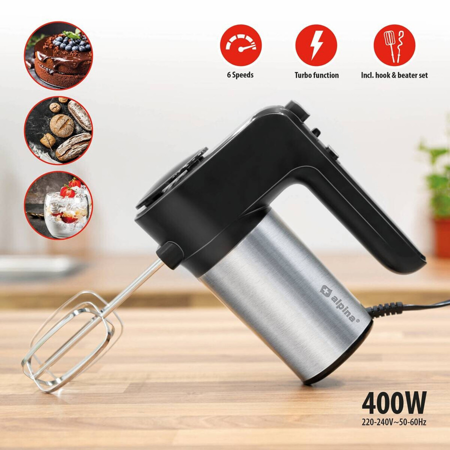 Alpina Handmixer aus Edelstahl in Schwarz-Silber mit 400 Watt - Bild 3