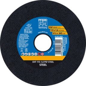 PFERD Trennscheibe EHT PSF STEEL Universallinie für Stahl, Durchmesser: 115 mm, Breite: 1,6 mm, Bohrung: 22,23 mm, Farbe: Schwarz - Bild 1