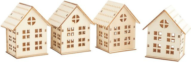 VBS Holzbausatz Häuschen aus Sperrholz in Beige für Weihnachten - Bild 1