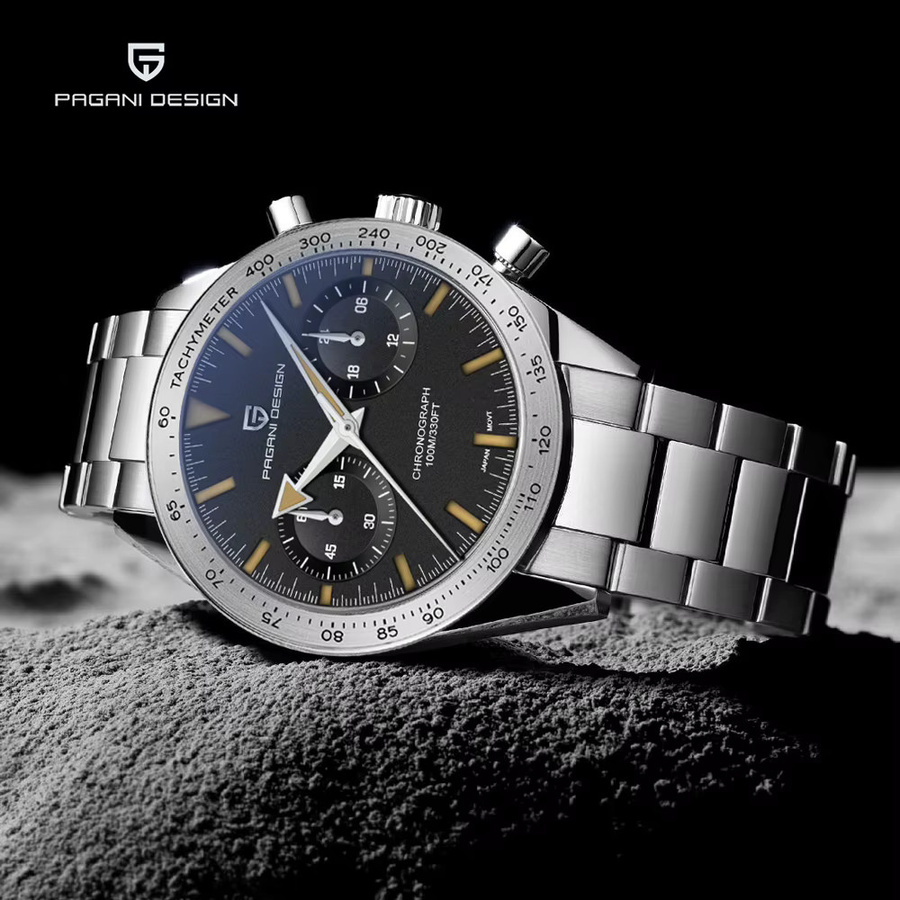 Pagani Design Chronograph, Quarz, Edelstahl, Saphirglas, Schwarz, Herren - Bild 2