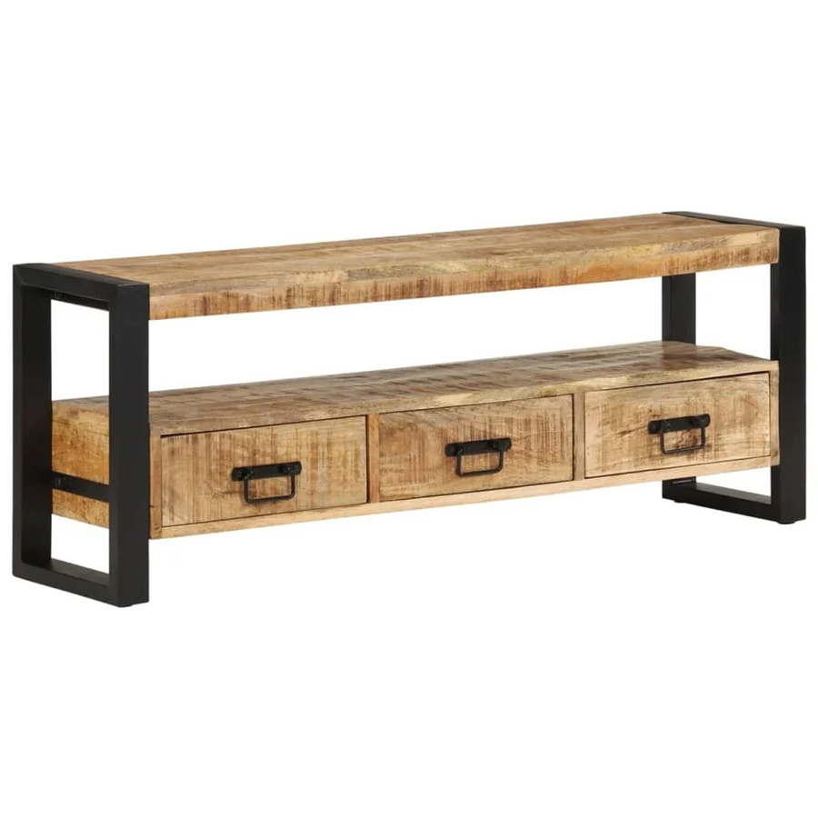 vidaXL TV-Schrank aus Massivholz Mango in Braun im Vintage-Design, B/T/H: 120 x 30 x 45 cm - Bild 2