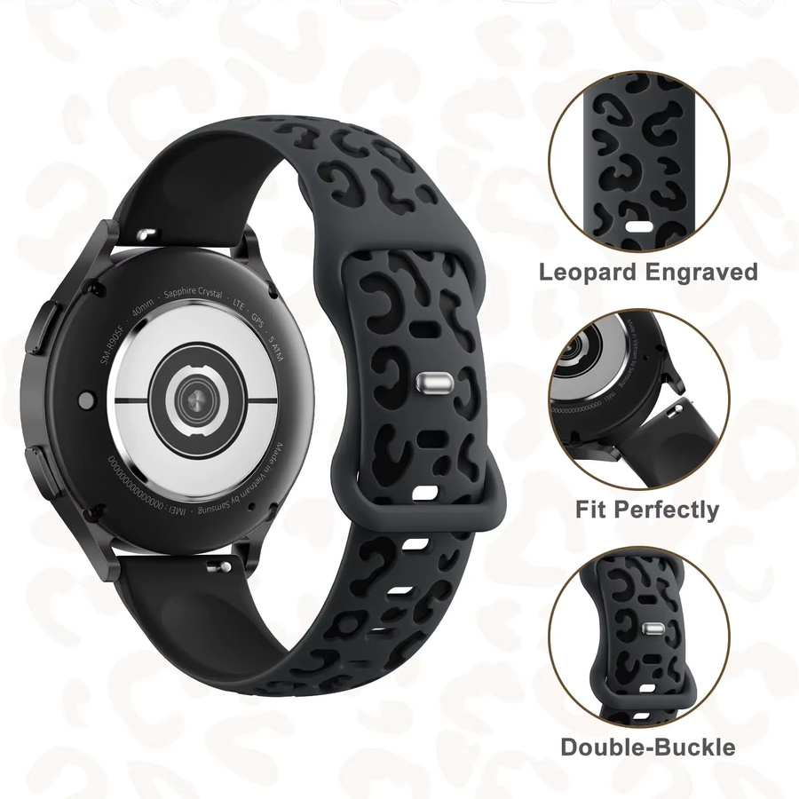 VATMENS Uhrenarmband Silikon, Leopard, Schwarz, 20 mm, Unisex - Bild 1