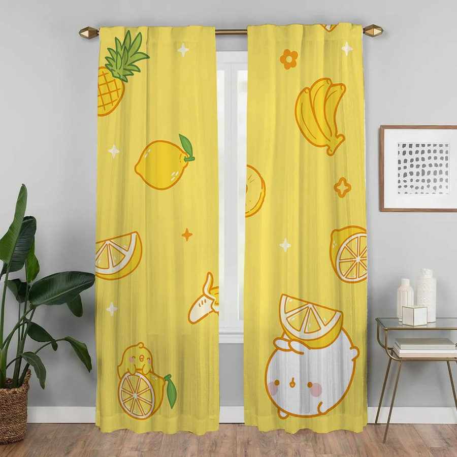 Molang Vorhangset für Wohnzimmer und Schlafzimmer, 2 Stück, halbtransparent, moderner Stil, Breite: 50 cm, Höhe: 70 cm - Bild 1