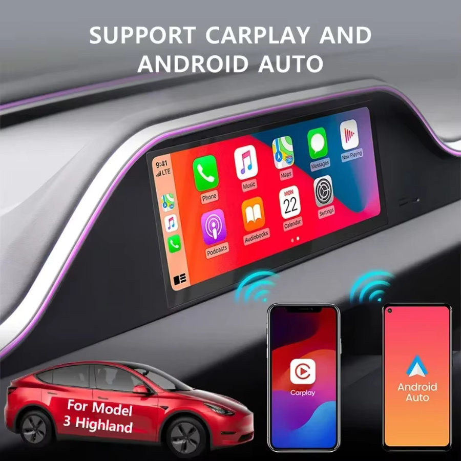 PUOU Digitales Instrumententafel-Display für Tesla Model 3 2025 Highland, 8,9 Zoll Navigationsdisplay mit Kamera, Schwarz - Bild 2