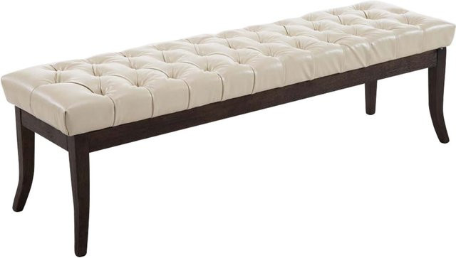 TPFLiving Sitzbank Romeo Chesterfield aus Kunstleder in Creme und Antik-Dunkel, Breite: 150 cm - Bild 1