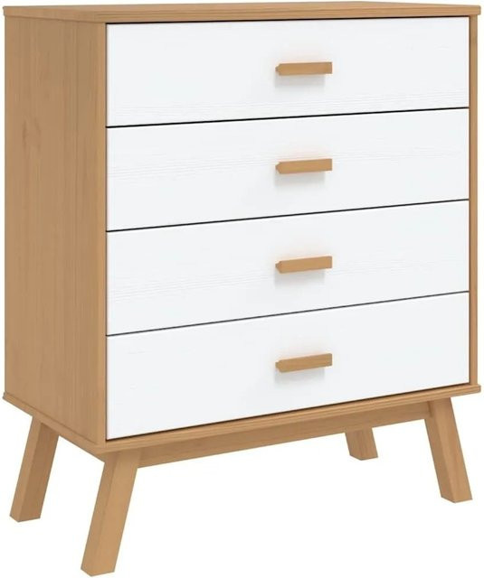 vidaXL Schubladenschrank OLDEN aus Massivholz Kiefer in Weiß und Braun B/T/H: 90 x 39 x 76,5 cm - Bild 1