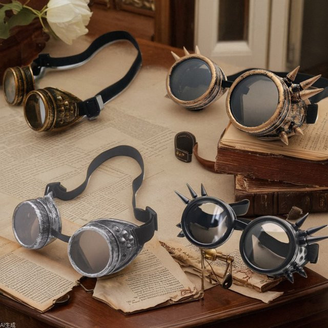 JINHF Sonnenbrille Retro Steampunk, Vollrand, Rund, Metall - Bild 1