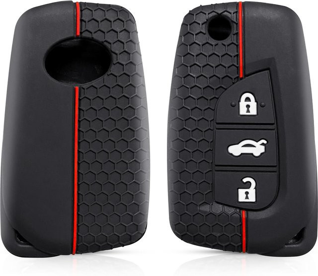 Silikon Schlüsselhülle für Toyota Auris Corolla Yaris Aygo Rav4 Hilux Peugeot 108 Citroen C1 in Schwarz von loxodoto - Bild 1