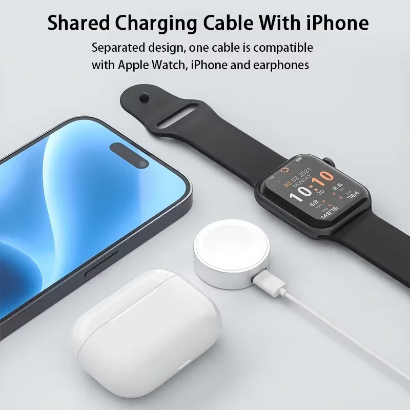 VIKEFON Uhren-Ladegerät, Edelstahl, Weiß, USB-C, Apple Watch - Bild 3