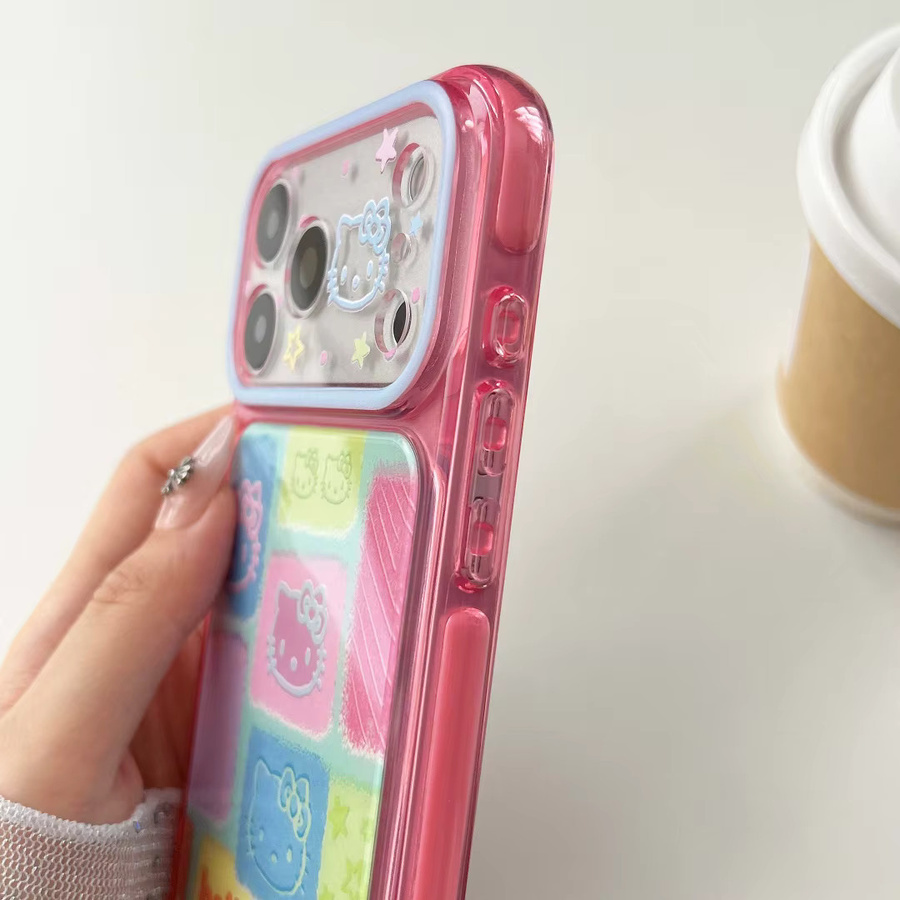 Sanrio Hello Kitty Handyhülle mit Cartoon-Farbblock-Design für iPhone 17, 16, 15 Pro Max und 17 Pro inklusive vollständigem Kameraschutz, Mehrfarbig - Bild 3