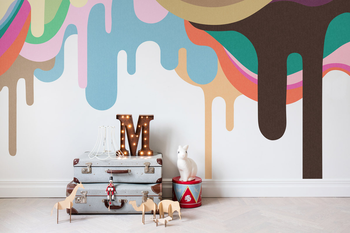 Rebel Walls Mural Dripping Ice Cream Wandtattoo für Kinderzimmer in Multicolour B: 270 cm, H: 45 cm, T: 10 cm - Bild 1