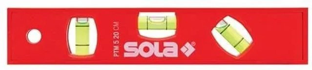 SOLA Torpedowasserwaage PTM 5 in Rot mit Magnetstreifen und 3 Libellen, Länge: 20 cm - Bild 2