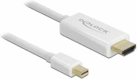 Delock Mini DisplayPort auf HDMI Anschlusskabel in Weiß, 2m, vergoldete Steckkontakte, Artikelnummer 83707 - Bild 1