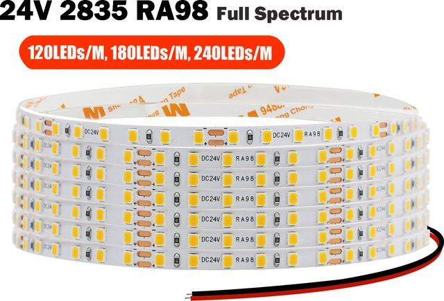 GAHADA Vollspektrum LED-Streifenlicht 24V mit Augenschutz, 2835 LEDs, RA98, wählbar in Warmweiß, Naturweiß oder Kaltweiß, 5m oder 10m Länge - Bild 1