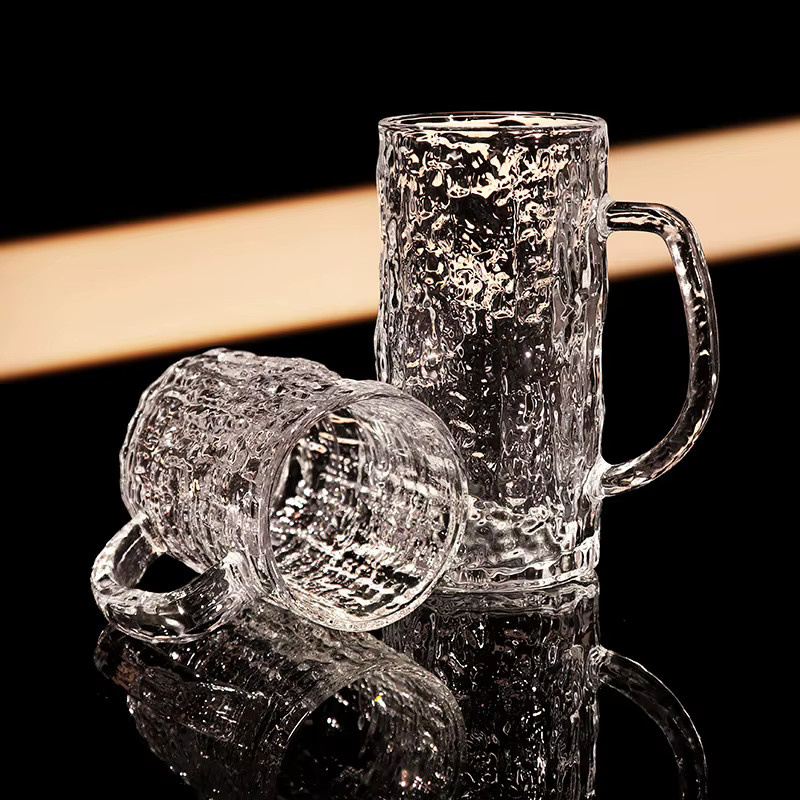 Bierglas mit Gletscher-Rindenmuster aus Glas in Transparent, Höhe: 15,7 cm, Durchmesser: 7,5 cm - Bild 2
