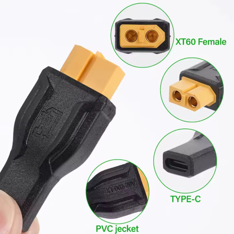 Toolkitrc USB-C auf XT60 Buchsenadapter in Schwarz, 100 W, 20 V/5 A für Energiespeicher und Stromversorgung im Freien - Bild 5