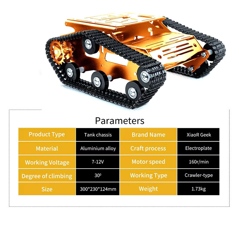 GoLingLing Roboter-Auto-Panzer-Chassis, ferngesteuert, Metall, Schwarz - Bild 3