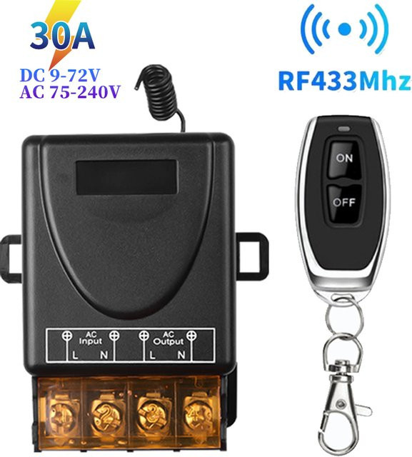 GGBEE Drahtloser RF 433MHz Fernbedienung Schalter mit Relais Empfänger Controller in Schwarz - Bild 1