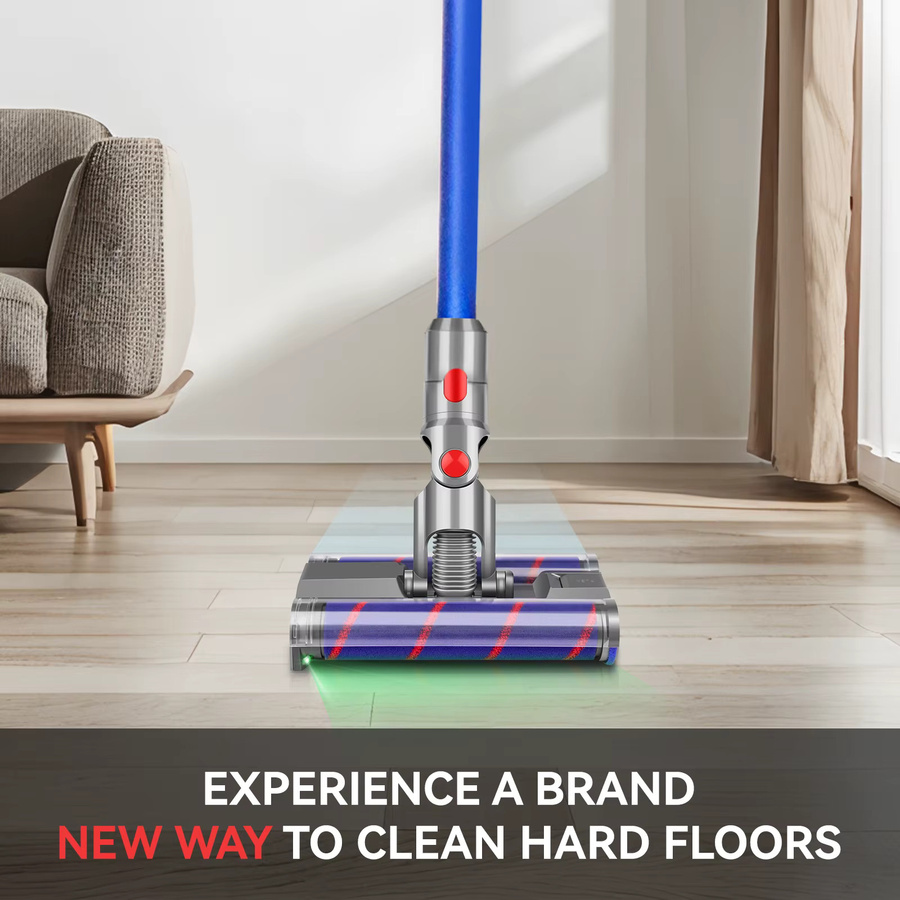 Dyson Ersatz Bodenkopf mit grünen LED-Scheinwerfern und weichen Doppelrollenbürsten für V7 V8 V10 V11 V15 Staubsauger - Bild 4