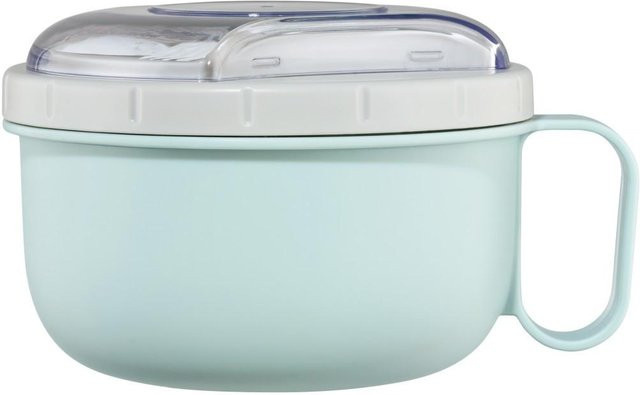 XavaX Lunchbox rund mit Besteck, mikrowellengeeignet, 1,1 l, Blau/Grau - Bild 1