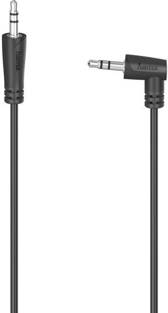Hama Stereo Audio-Kabel mit 3,5-mm-Klinkensteckern in 90-Grad-Winkel, Schwarz, Länge: 1,5 m - Bild 1