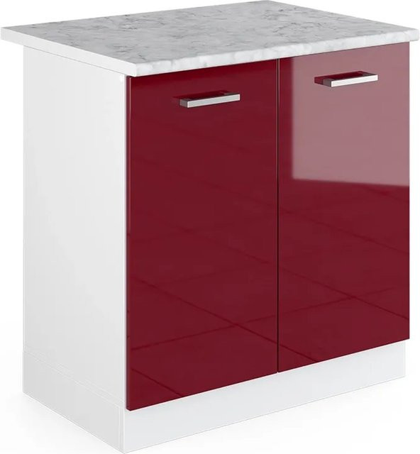 Vicco Spülenunterschrank R-Line Bordeaux Hochglanz Weiß B: 80 cm, T: 60 cm, H: 81,6 cm - Bild 1