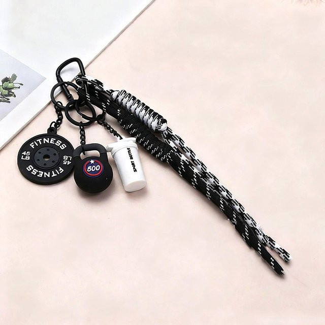 Yogodlns Charm Taschenanhänger, rosa, Sport Cup Hantel - Bild 1