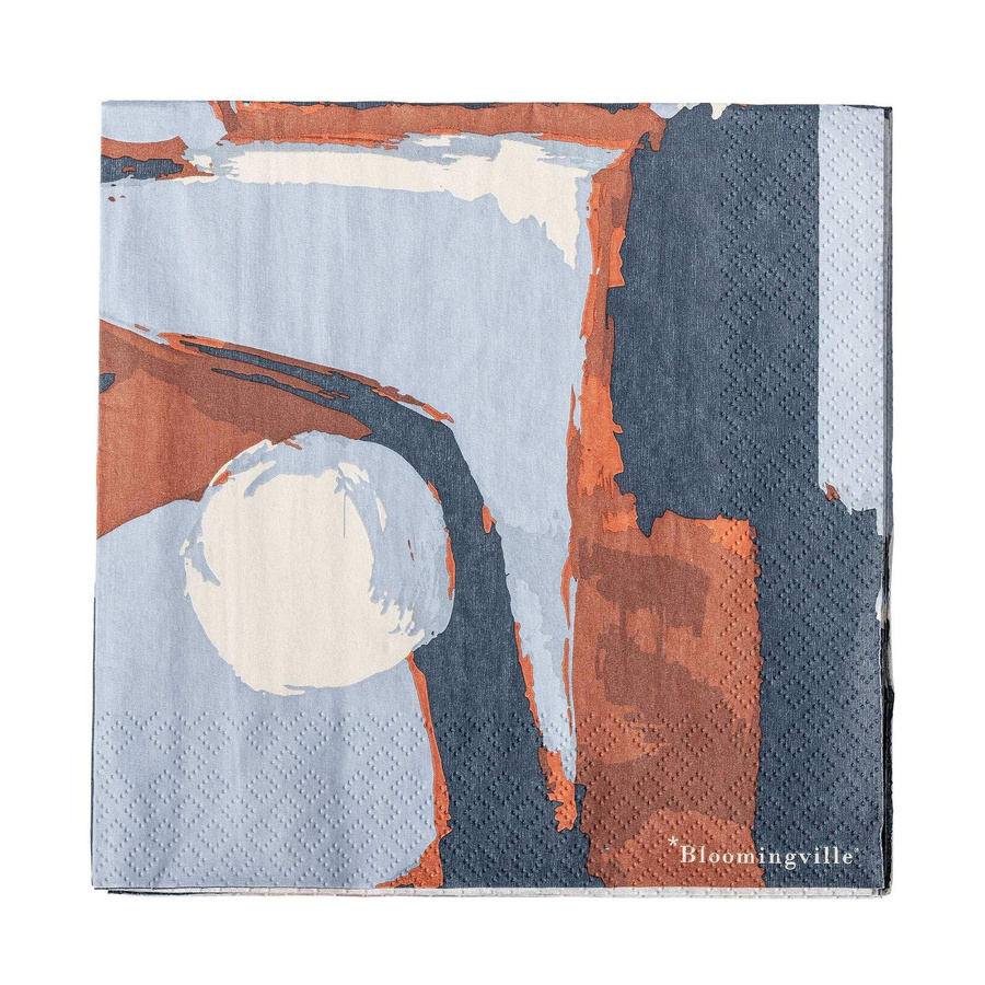 Bloomingville Servietten Arty aus Papier in Blau Multicolour mit grafischem Design - Bild 1