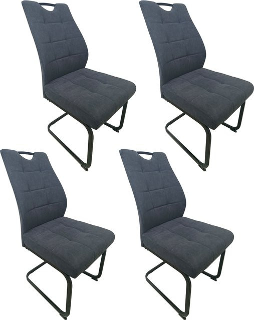 HTI-Living Schwingstuhl Marek Velvet Dunkelgrau 4er-Set mit samtiger Oberfläche - Bild 1