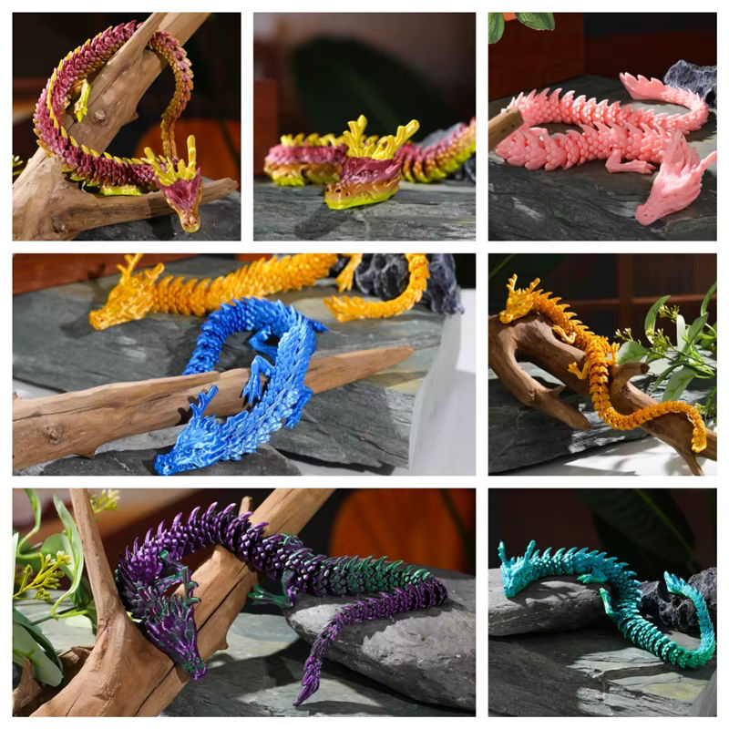 Bewegliches Drachenornament in Multicolor, 3D-gedruckte Aquarium-Dekoration und Steingarten-Landschaftsbau-Figur, Höhe: 30 cm - Bild 2