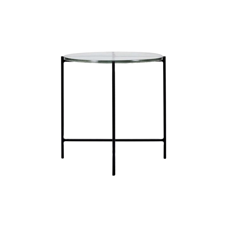 House Doctor Beistelltisch Tamu schwarz mit geriffeltem Glas und Metallgestell, Durchmesser: 40 cm - Bild 1