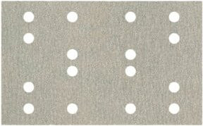 Metabo Haftschleifblätter für Holz und Lack, Körnung P 40, Farbe Grau, B: 133 mm, H: 80 mm, mit Kletthaftung und 16 Löchern - Bild 1