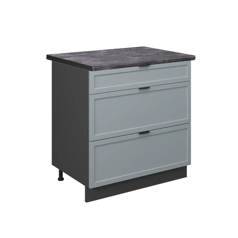 Vicco Küchenunterschrank Fame-Line mit Schubladen und Arbeitsplatte, Anthrazit und Hellblau-Grau, Breite: 80 cm, Höhe: 82 cm, Tiefe: 60 cm - Bild 3