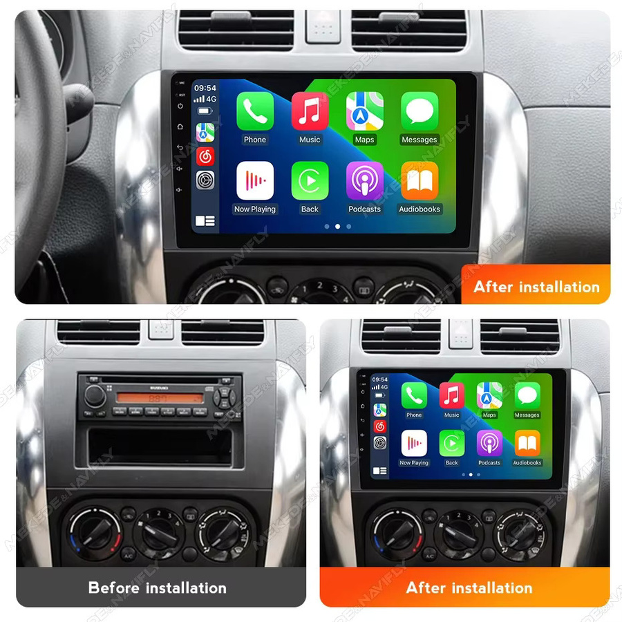 MEKEDE Android 14 Auto Smart System Autoradio mit Carplay für Suzuki SX4 2006 - 2014 und Fiat Sedici 189 2005-2014 in Schwarz - Bild 2