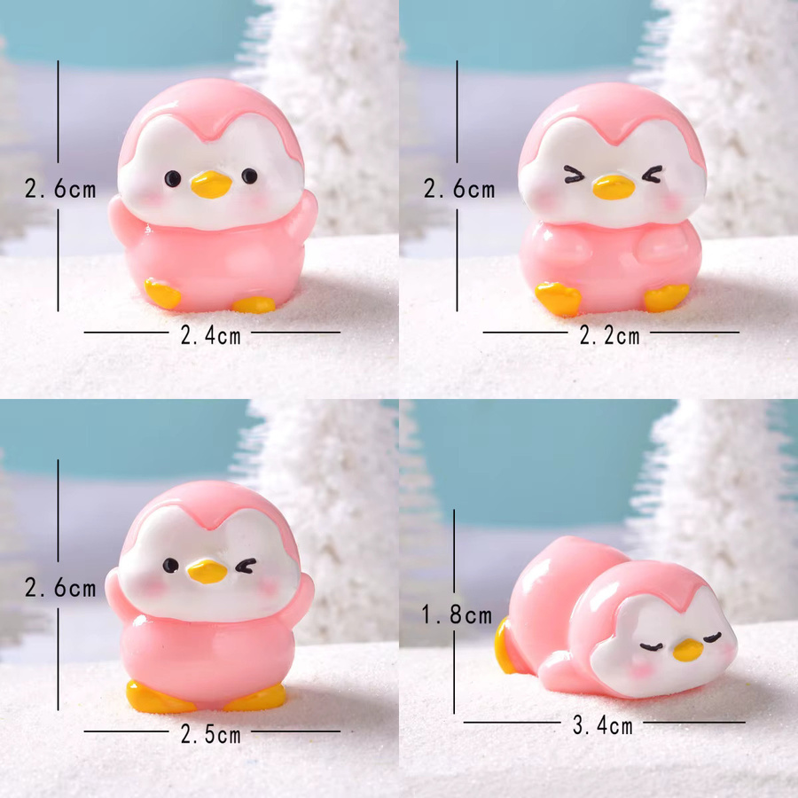 MOVING FOREST Pinguin Miniaturfiguren aus Kunstharz in Rosa und Pink, 4 Stück für Bonsai und Feengarten-Dekoration - Bild 2