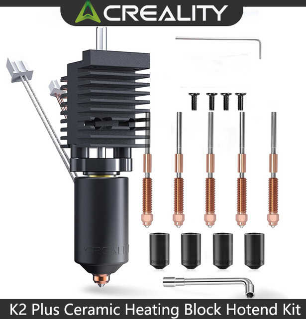 Creality Offizielles K2 Plus Hotend-Zubehörset mit Keramik-Heizblock, Einhorn-Schnellwechseldüse und Ganzmetall-integrierter Konstruktion - Bild 1