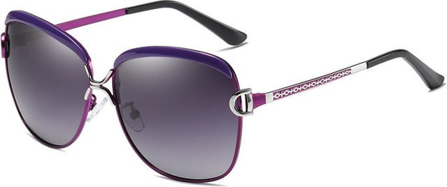 Techsuit 8702 Sonnenbrille, Damen, Vollrand, Butterfly, Metall, lila, schwarz - Bild 1
