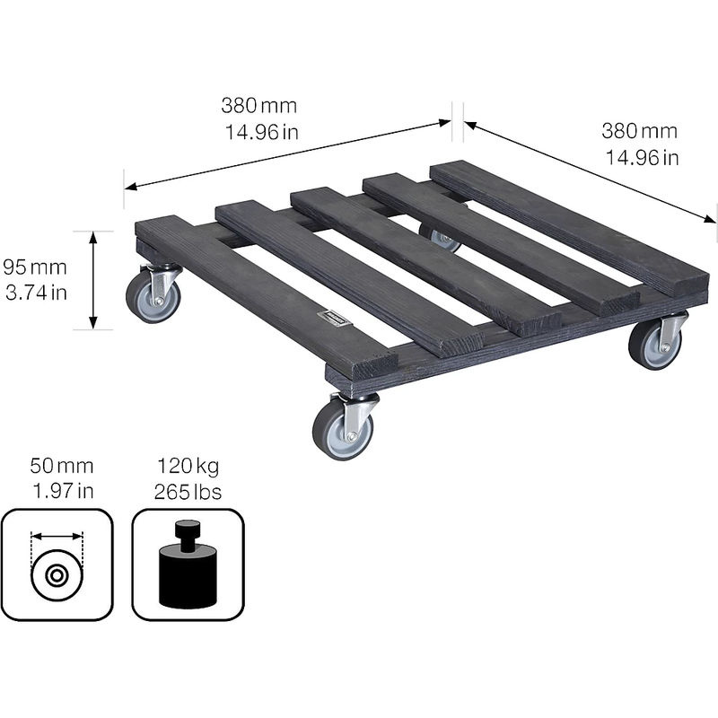Wagner Multi Roller GH 0412 Rollwagen Anthrazit mit 120 kg Tragkraft, B/T: 380 x 380 mm - Bild 2