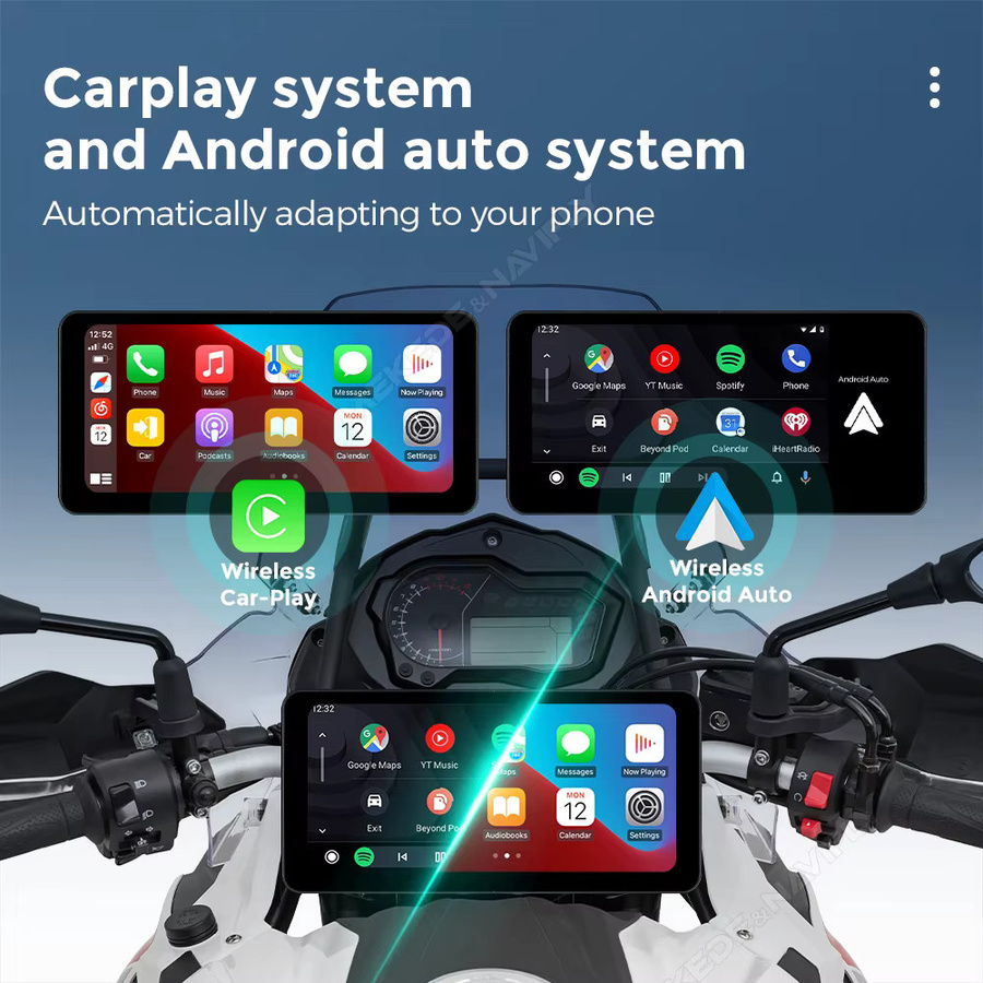 TomoStrong Tragbares 6,3 Zoll GPS Navigationsgerät für BMW Motorräder mit IPX7 Wasserdichtigkeit, Wireless CarPlay und Android Auto, IPS Touchscreen mit Tag-Nacht-Modus, Schwarz - Bild 3