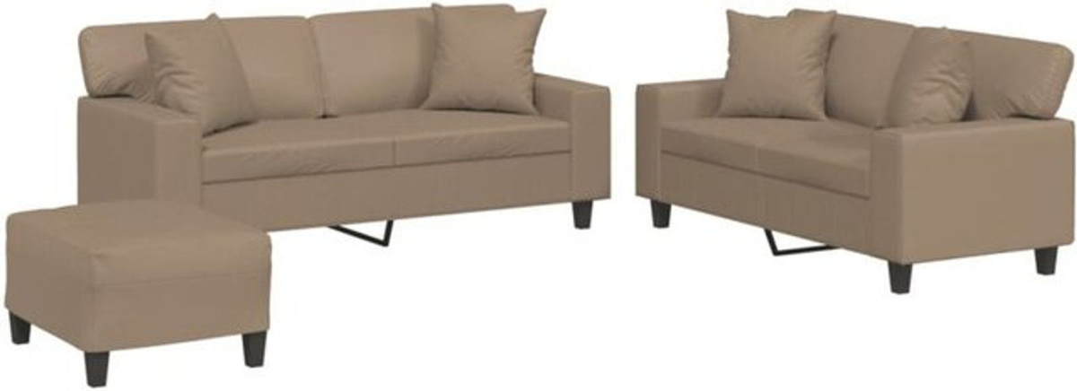 3-tlg. moderne Sofagarnitur mit Kissen von vidaxl in Braun und Beige aus Kunstleder - Bild 1