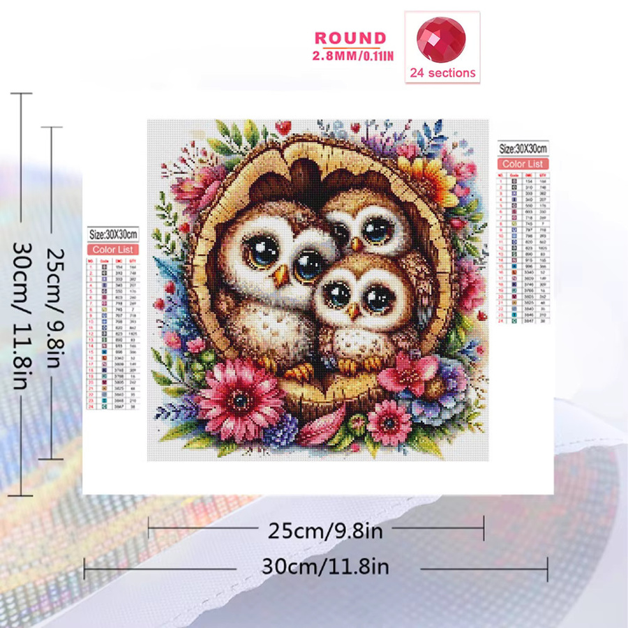 Momoart Diamant-Malset Eule Cartoon Tier DIY Bastelset als Diamant-Mosaik in Multicolour, B/B/B: 20 x 20 x 20 cm - Bild 2